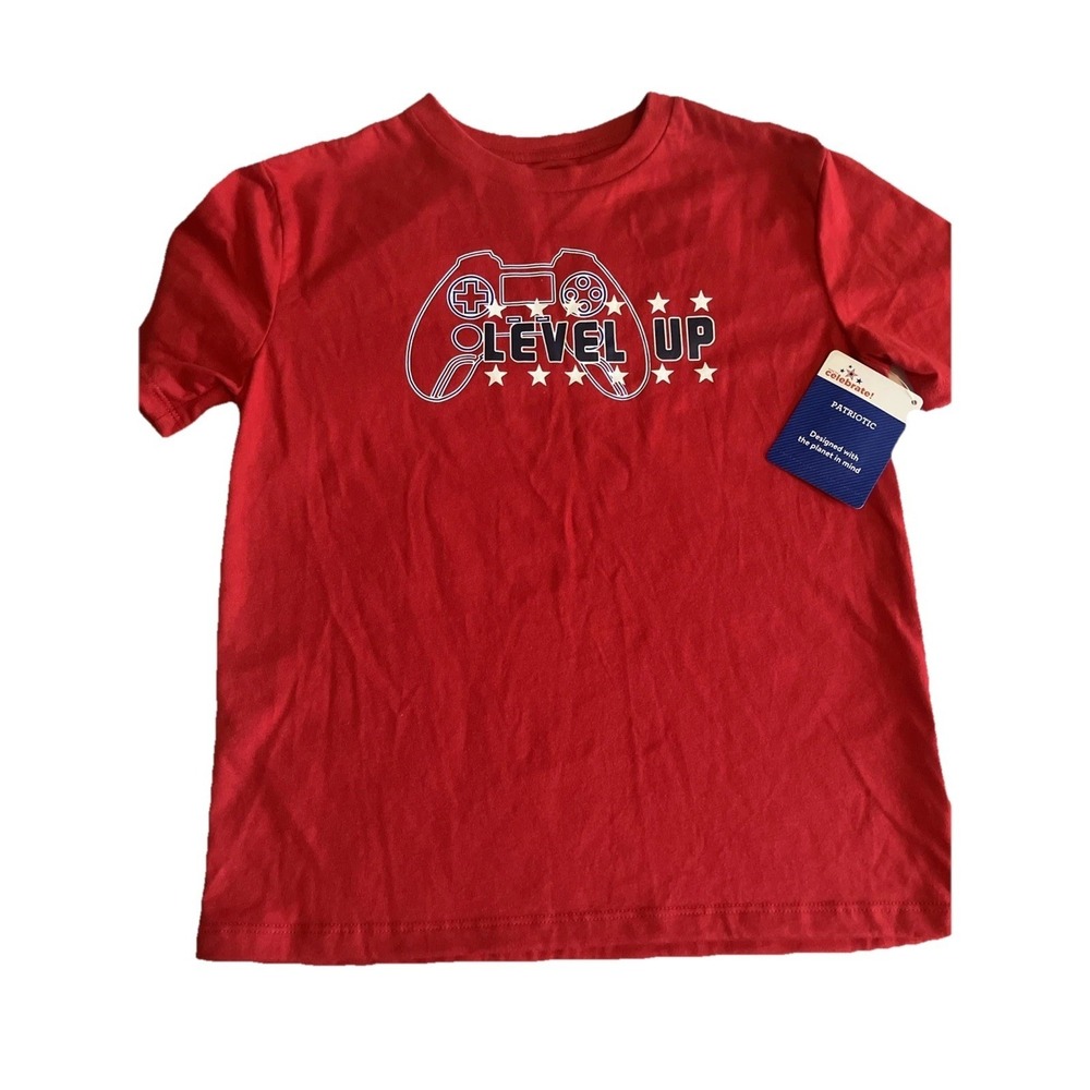 Way to Celebrate Graphic Tee Boys Size M 8 Red NWT Level Up Gamer Controller